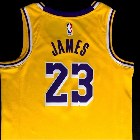 Nike LeBron James Los Angeles Lakers #23 Gold / Yellow Icon NBA Swingman Jersey - Picture 6 of 7